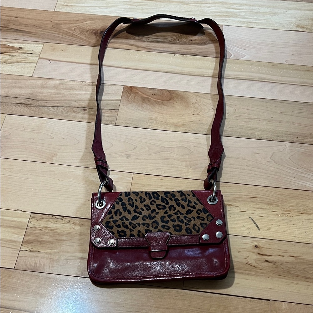 orYANY Red Crossbody with Leopard Panel